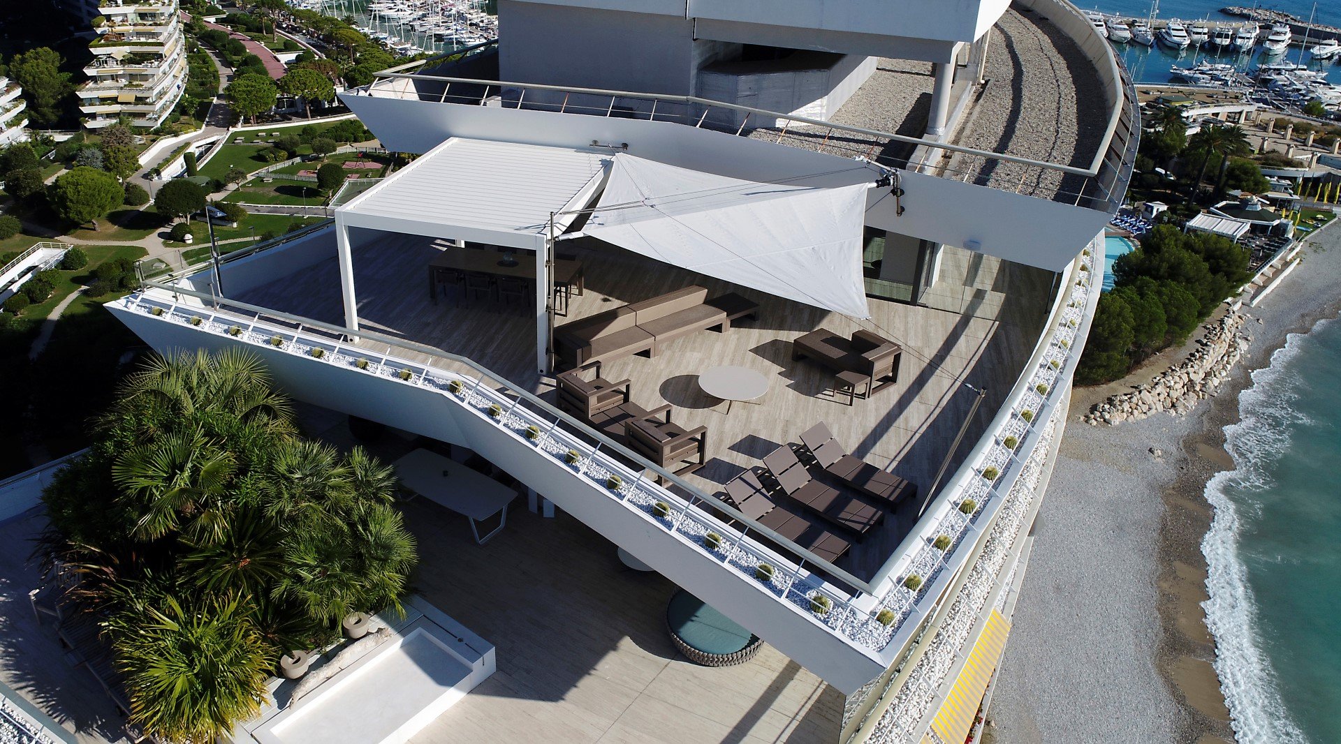 SunSquare triangular sail in Nice.