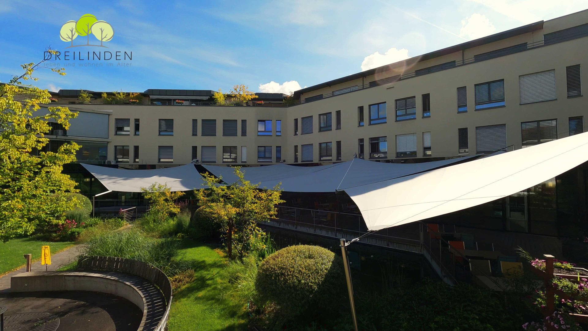 SunSquare Sonnensegel für Wohnheim Dreilinden in der Schweiz